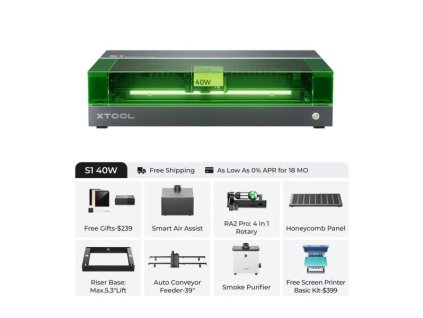 xTool S1 zavřená diodová laserová gravírka 40W all in one Bundle
