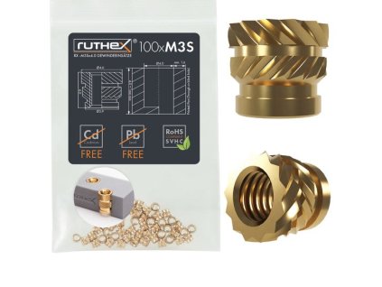 Ruthex M3 krátká závitová vložka - 100ks