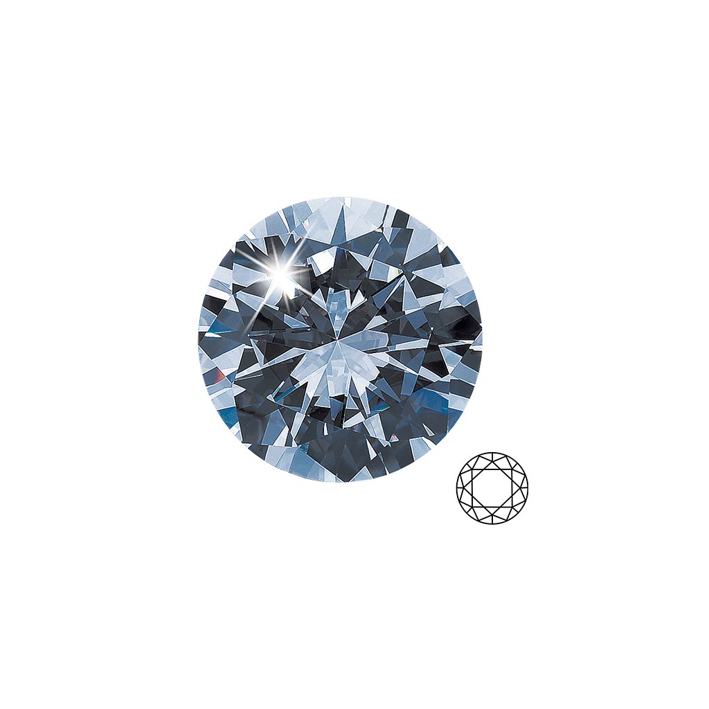 White CZ round Star Cut