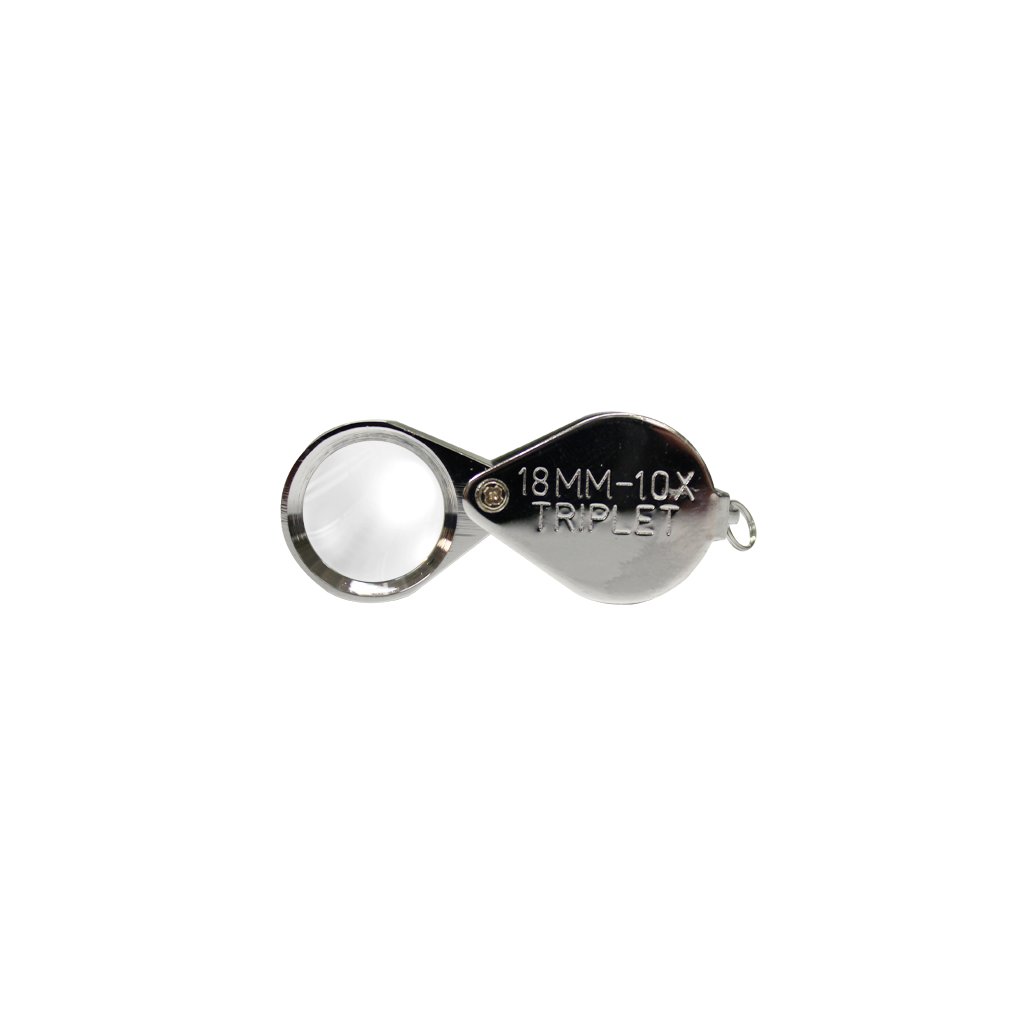 Pocket Loupe 10x, Triplet, diam. 18 mm, Chrome