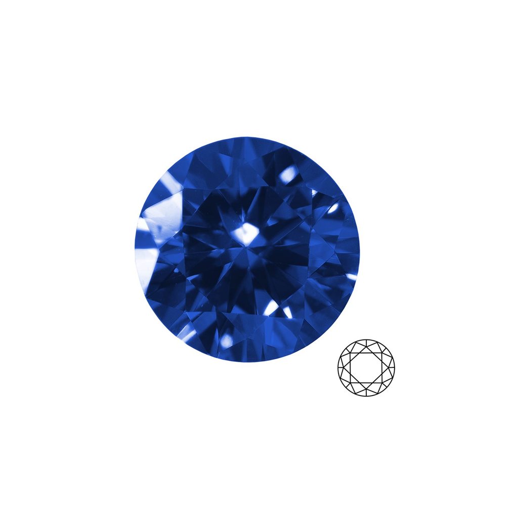 Syntetický korund Blue Sapphire - kulatý