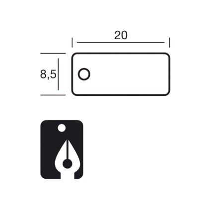 Paper Tie-on Labels White with Cotton Thread 71 65A, 17x7 mm, 100 pcs
