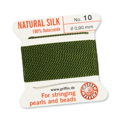 100% Natural Silk bead cord OLIVE