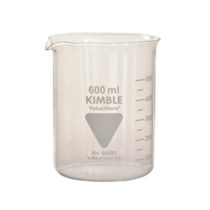 Skleněná kádinka nízká s výlevkou (600 ml)