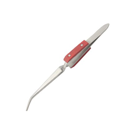 Cross Lock Curved Tweezer with Fiber Grips, 6-1/2"