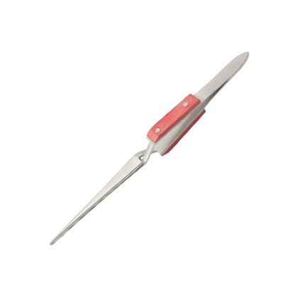 Cross Lock Straight Tweezer with Fiber Grips, 6-1/2"