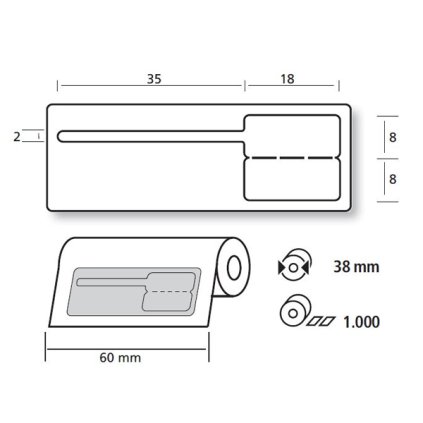 Labels Silver 34 1653R Z1SI, roll 1000 pcs