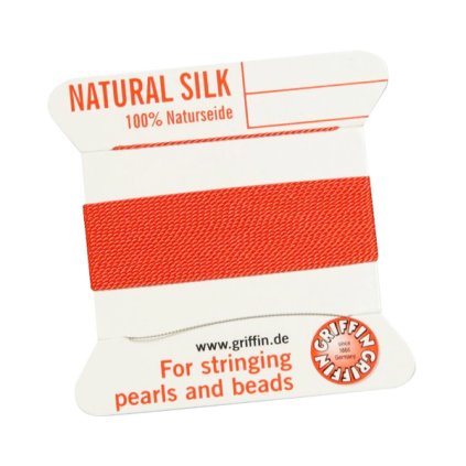 100% Natural Silk bead cord CORAL