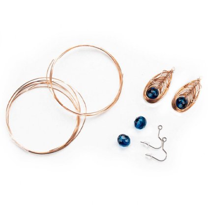 Paví pírko – náušnice - balíček na tvoření