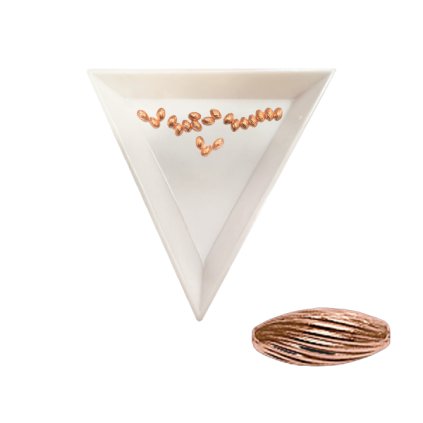 Oválná kulička drážkovaná měděná 3,2 × 4,8 mm (KO3), cca 20 ks