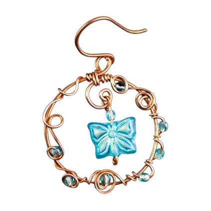 Motýlí náušnice, modré - balíček na tvoření