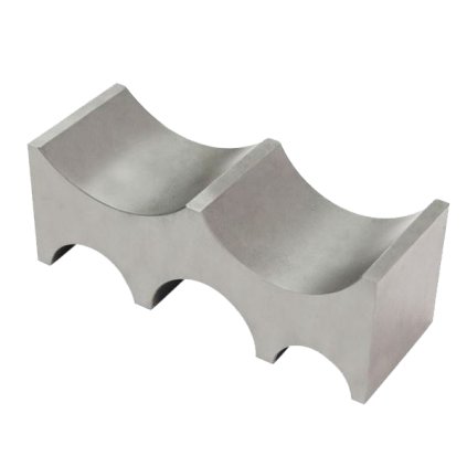 Steel bench block with 5 half round slots