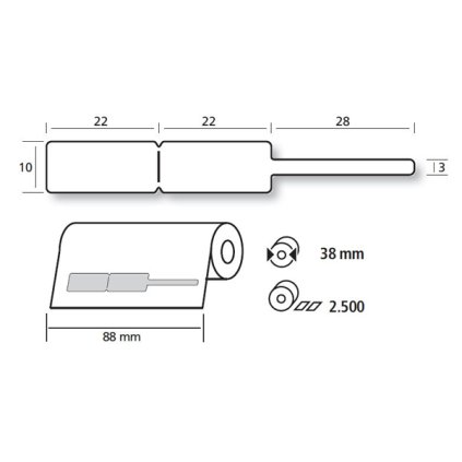 Labels White 44 1072 F1, roll 2500 pcs
