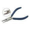 Round & Concave Pliers, 130 mm, Smooth Jaws with Double Leaf Spring and PVC Handles