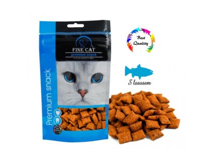 FINE CAT Plněné polštářky S LOSOSEM 80g