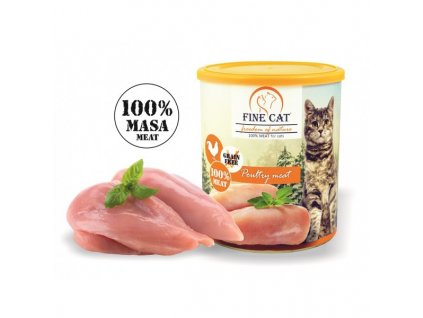 FINE CAT FoN konzerva pro kočky DRŮBEŽÍ 100% MASA 800g