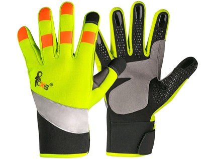 Rukavice CXS BENSON, kombinované, žluto-černé, výstražné doplňky (Délka 25 - 26 cm, Velikost 10)