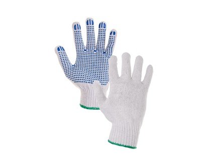 2752 textilni rukavice falo s pvc terciky bilo modre vel 08