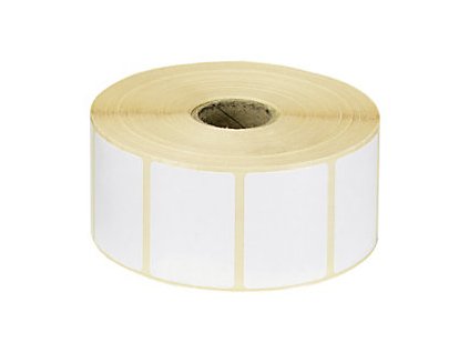 Samolepící etiketa bílá na roli 70x30 mm, dutinka 25mm, papír, bez tisku, návin do 110mm Aldivex