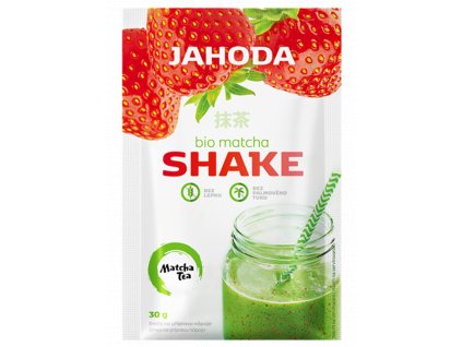 BIO shake japonsky matcha jahoda bez lepku napoj energie