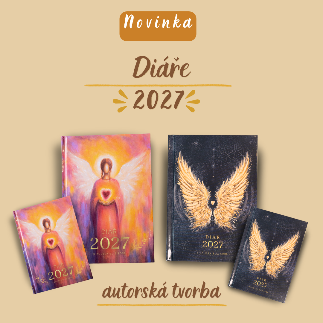 „Autorské diáře 2027 Míša Mašková Art ve velikosti A5 a A6 s originálními obrazy a seberozvojovým obsahem.“