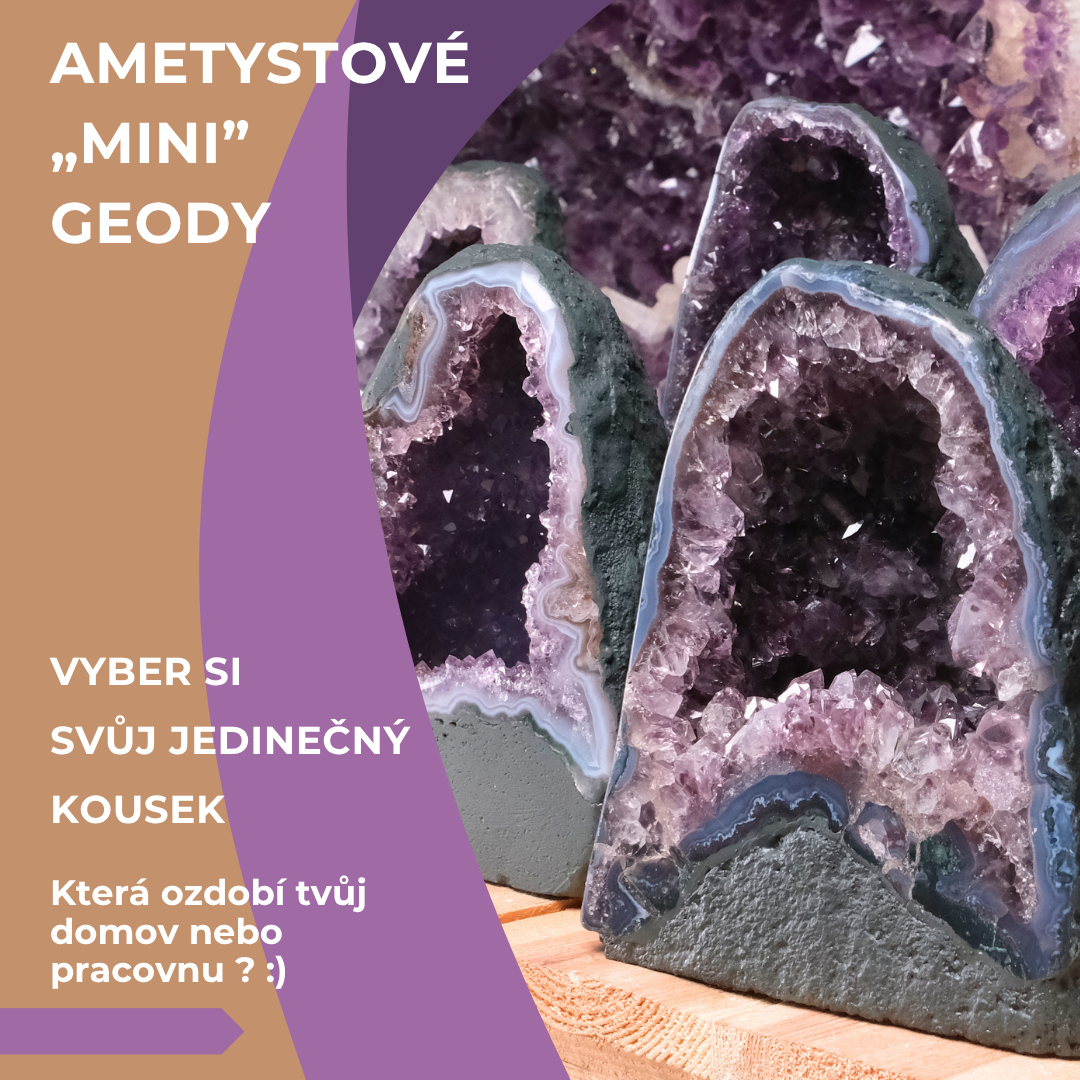 Ametystové mini geody – přírodní krystaly ametystu jako dekorace do domova nebo pracovny