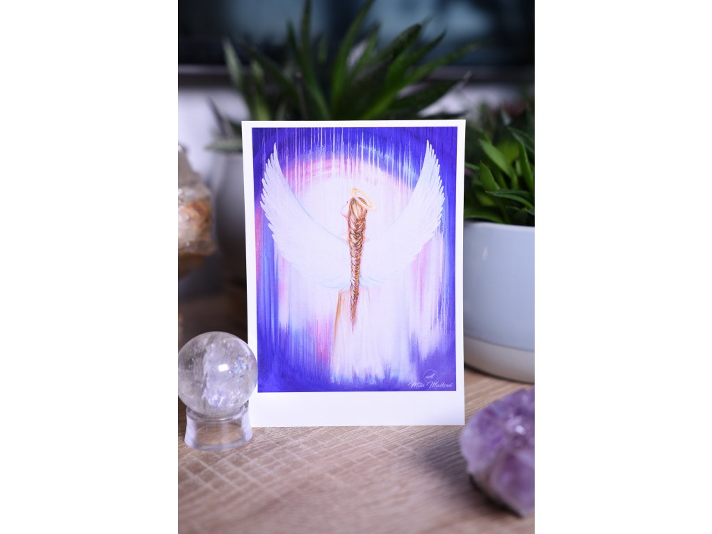 Přáníčko nebo kartička nebeská andělka (titulka pro kalendář 2021) A6