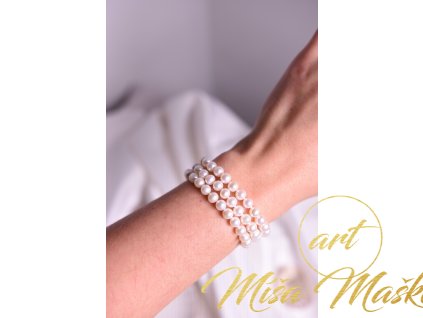 Luxusní náramek pravé říční perly se stříbrným zapínáním