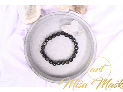 Zlatý obsidián vybroušený náramek AAA kvalita 8mm (proti strachům, depce, ochrana, síla)