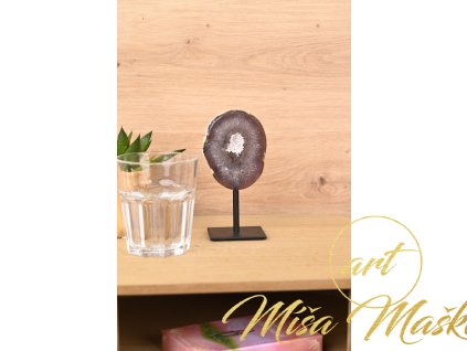 Nádherný achát na kovovém podstavci (příroda, inspirace, intuice, síla, ochrana, léčení) č.4
