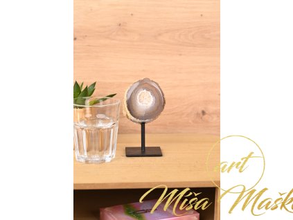 Nádherný achát na kovovém podstavci (příroda, inspirace, intuice, síla, ochrana, léčení) č.6