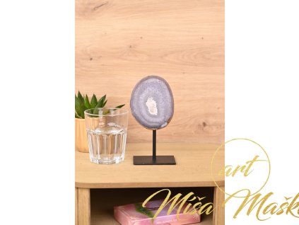 Nádherný achát na kovovém podstavci (příroda, inspirace, intuice, síla, ochrana, léčení) č.8
