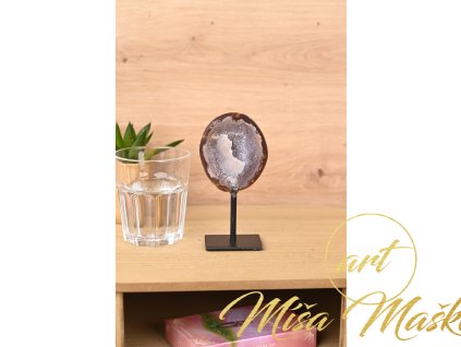 Nádherný achát na kovovém podstavci (příroda, inspirace, intuice, síla, ochrana, léčení) č.10