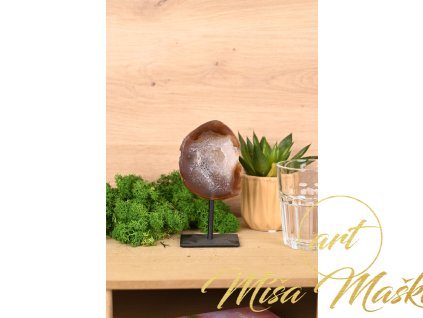 Nádherný achát na kovovém podstavci (příroda, inspirace, intuice, síla, ochrana, léčení) č.13