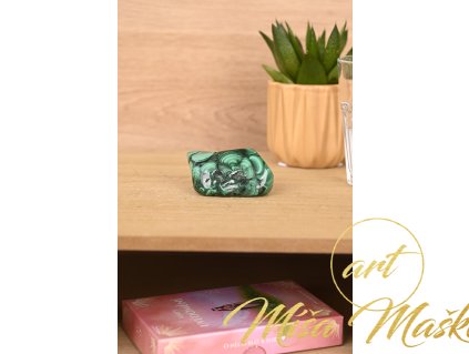 Malachit leštěný AA kvalita (vzácnější, ochranný, vhodný pro děti, chrání na cestách) č.21