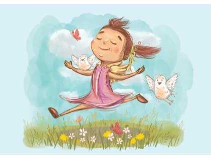 Veselá holčička (na šířku) - autorský tisk A4