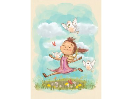 Veselá holčička (na výšku) - autorský tisk A4