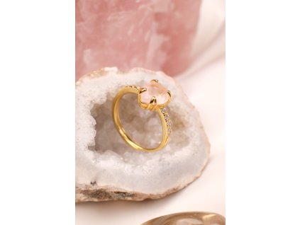 Pozlacený prsten s růženínem (uni) kapička