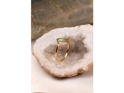 Pozlacený prsten s akvamarínem (uni) mandlička
