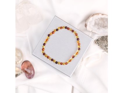 Jantar dámský náramek 4mm  multicolor mix