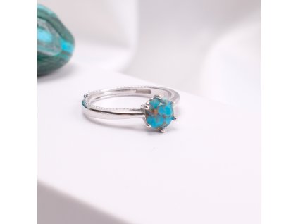 Stříbrný prsten s tyrkysem (uni) korunka