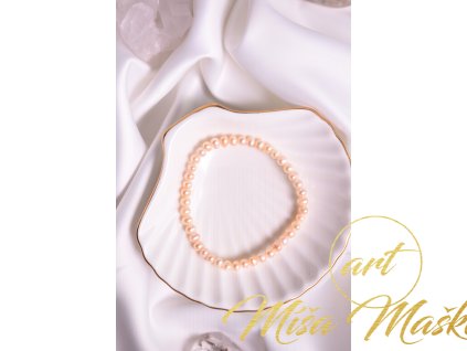 Přírodní broušené perly meruňka náramek 4mm (radost, půvab, štěstí)