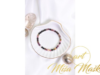 Turmalín multicolor náramek AA kvalita 5mm (ochrana, sebevědomí)