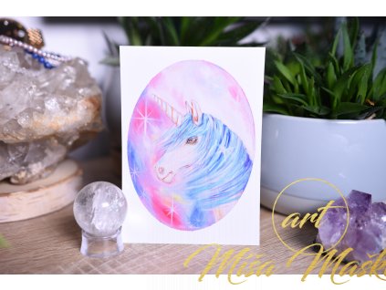 Přáníčko nebo kartička magický JEDNOROŽEC "Věřím svým snům"