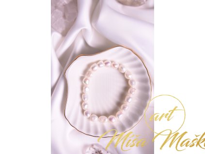 Přírodní říční perly bílé velké náramek (nové začátky, moudrost, půvab)