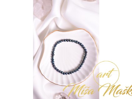 Přírodní broušené perly černé náramek 4mm (silná ochrana, zkušenost)