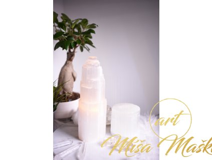 Selenit krásná svítící lampa XXL elektrická (zklidnění, uvolnění, meditace, napojení, jasnozřivost) Maroko