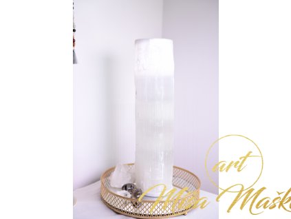 Selenit lampa elektrická válec 40 cm (zklidnění, uvolnění, meditace, napojení, jasnozřivost)  Maroko 6kg XXL