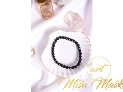 Černý obsidián pánský náramek AAA kvalita 6mm (proti strachům, depce, ochrana, síla)