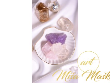Krystalová voda / harmonizující voda (set šesti surových minerálů) křišťál, ametyst, růženín